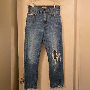 Madewell Blue Distressed Boyfriend Jeans
